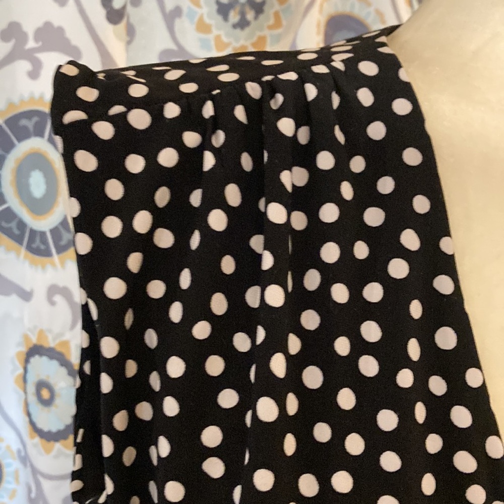 Dress by Jones New York in white polka dot on black, gathered bust & waist - Picture 3 of 7